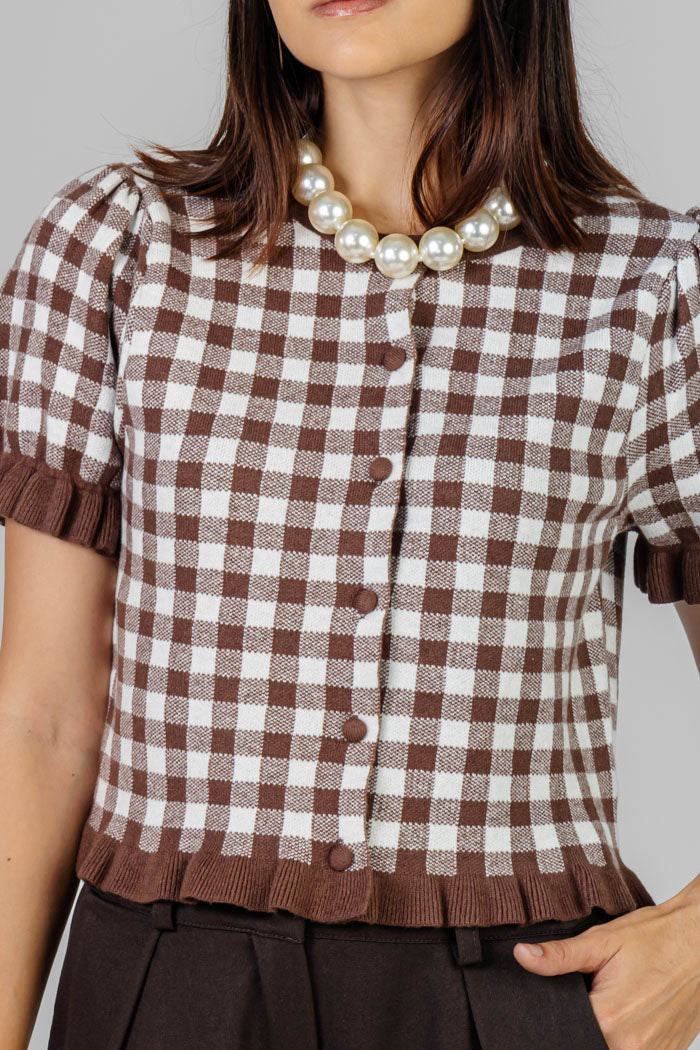 BLUSA A CUADROS CON VOLADOS