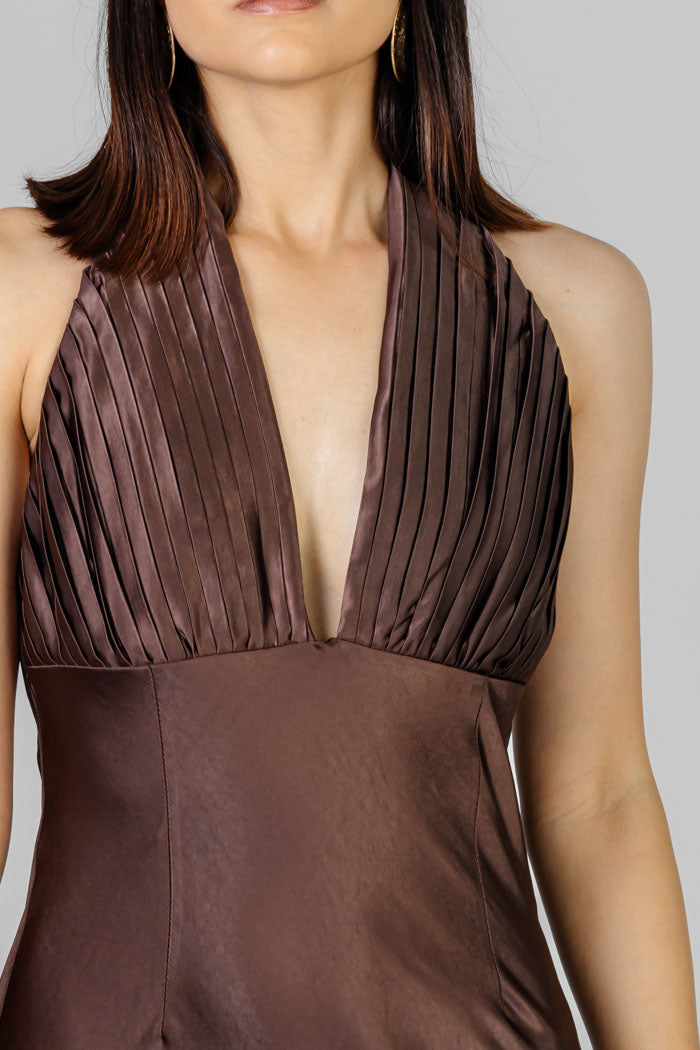 VESTIDO LARGO PLISADO HALTER