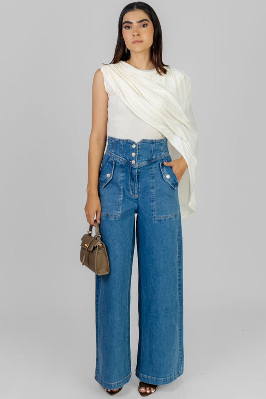 PANTALON JEANS TIRO ALTO