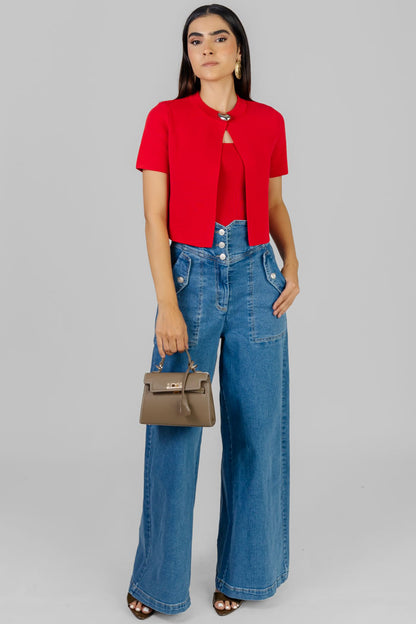 BLUSA ROJA CORTA
