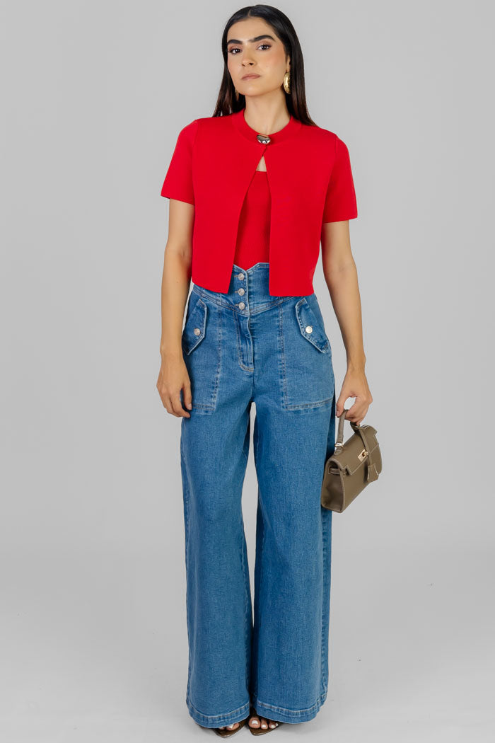 BLUSA ROJA CORTA
