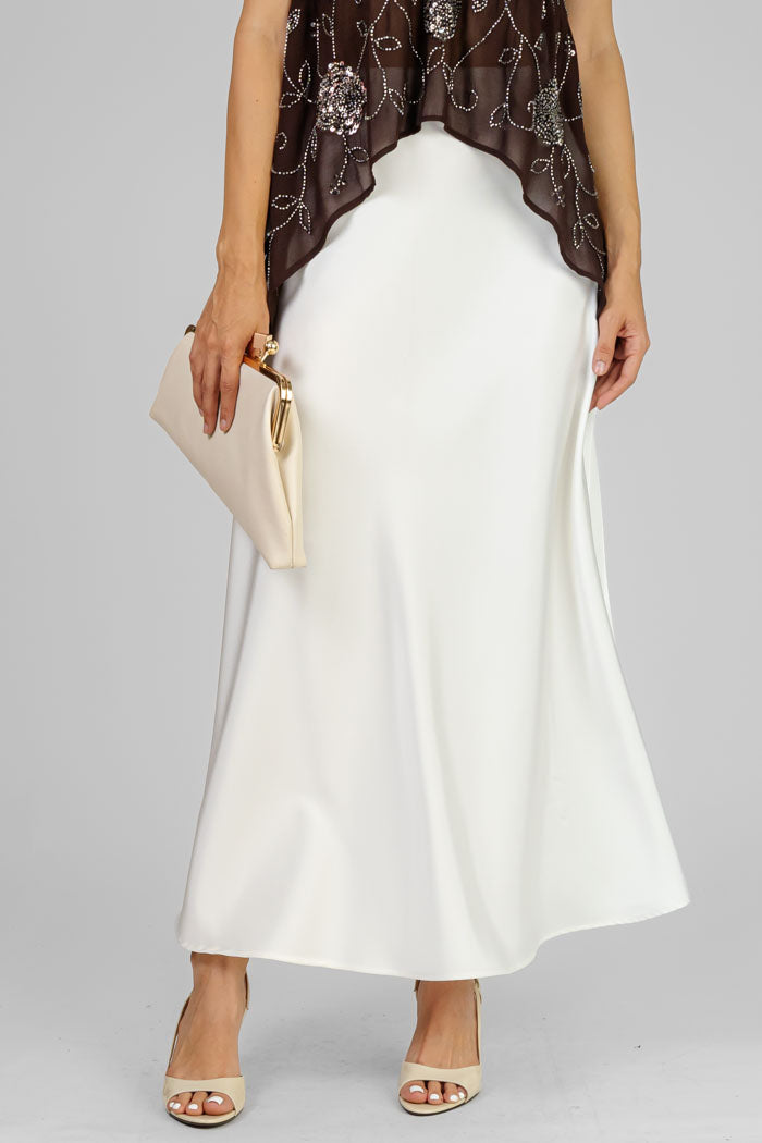FALDA MIDI SATINADA BLANCA