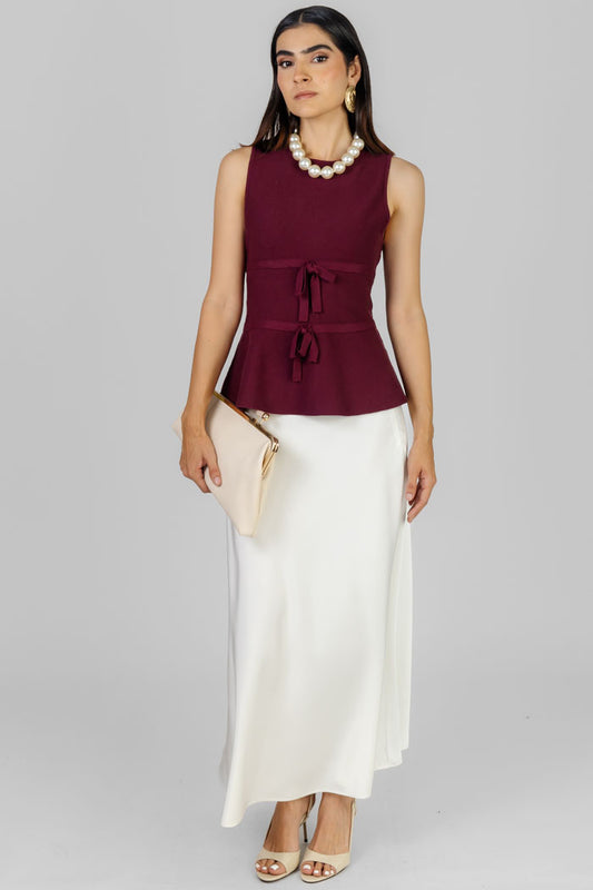 BLUSA VINO CON LAZOS