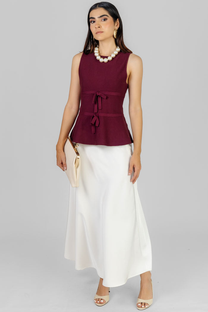 BLUSA VINO CON LAZOS