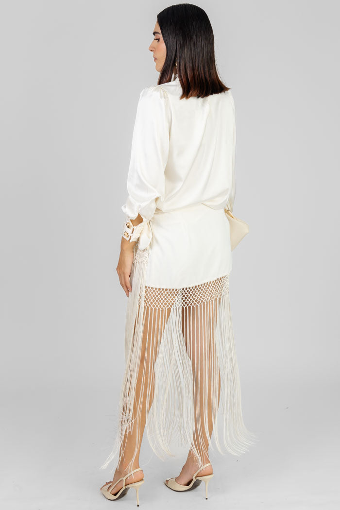 BLUSA SATINADA CUELLO LAZO