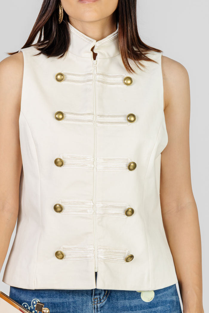 BLUSA ESTILO MILITAR CREMA