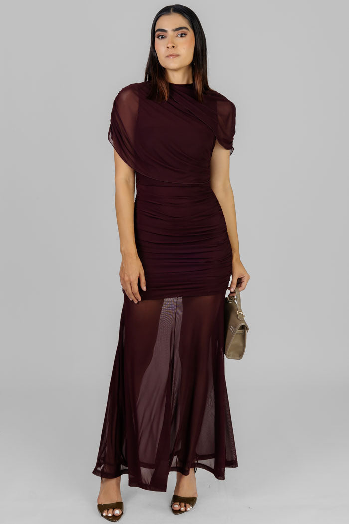 VESTIDO DRAPEADO TRANSPARENCIAS