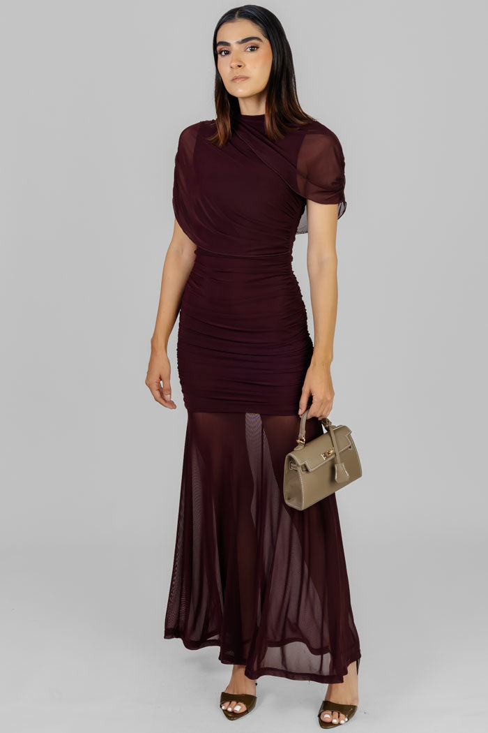 VESTIDO DRAPEADO TRANSPARENCIAS