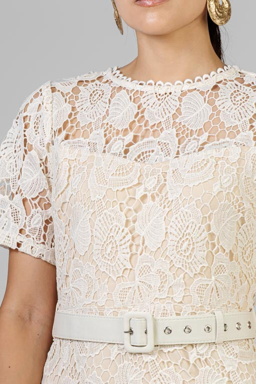 VESTIDO BEIGE GUIPUR