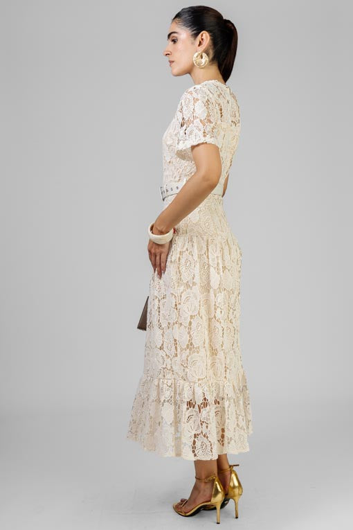 VESTIDO BEIGE GUIPUR