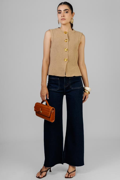 BLUSA TEJIDO BOTONES DORADO