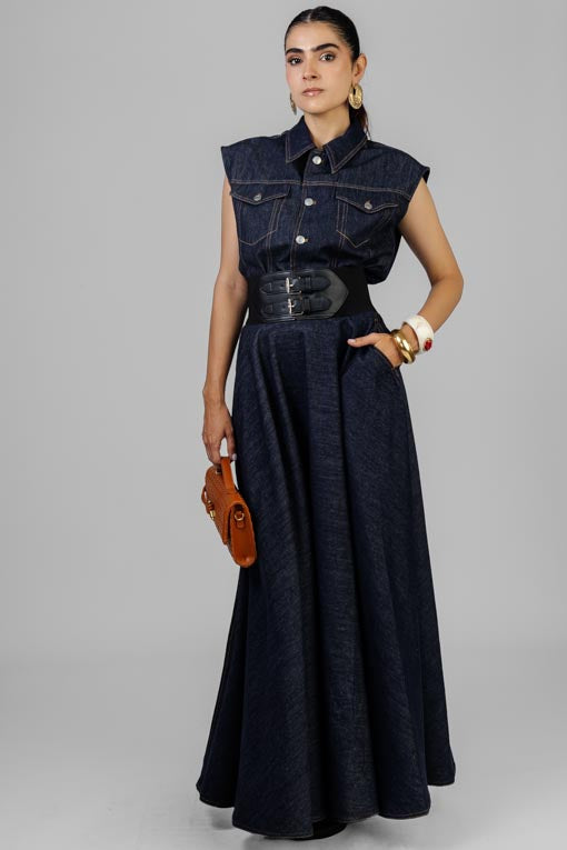 CONJUNTO FALDA Y BODY MEZCLILLA