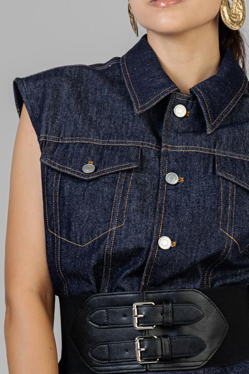 CONJUNTO FALDA Y BODY MEZCLILLA