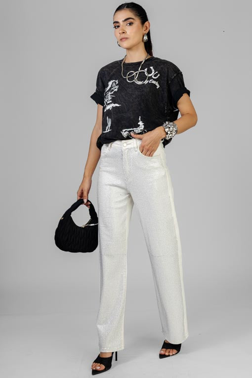 PANTALON BRILLOS PLATA