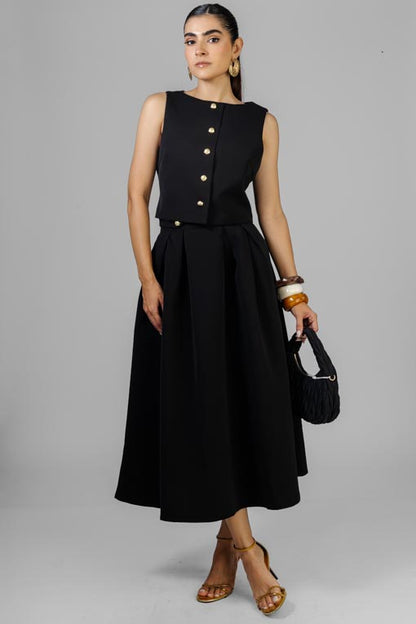 CONJUNTO BLUSA Y FALDA NEGRO