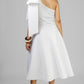 VESTIDO BLANCO MOÑO HOMBRO
