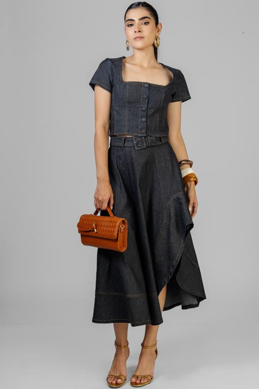 CONJUNTO DENIM FALDA ABERTURA
