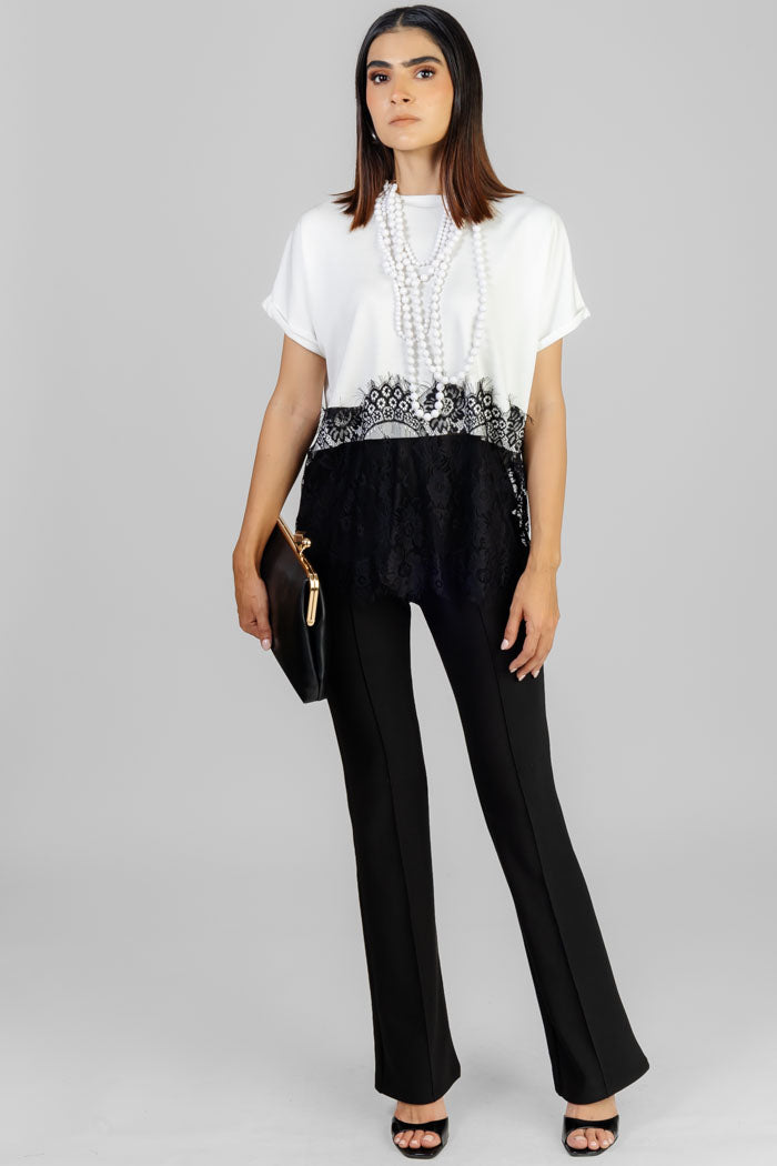 BLUSA BICOLOR CON ENCAJE