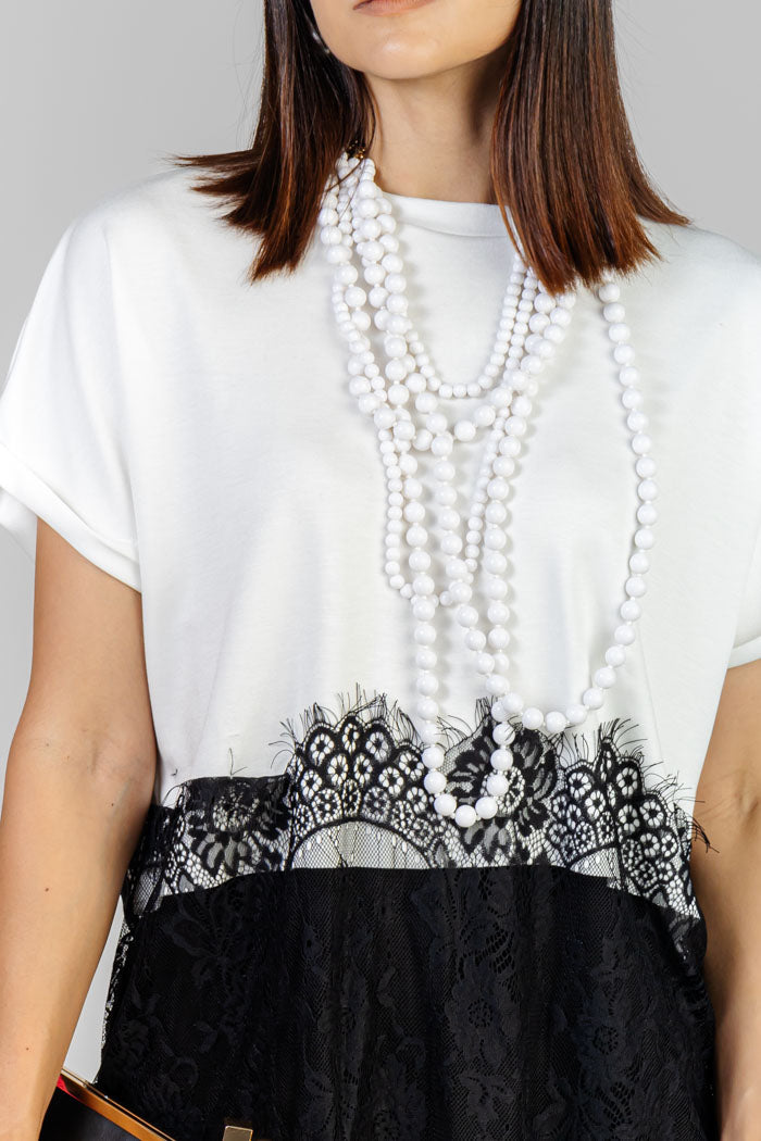 BLUSA BICOLOR CON ENCAJE