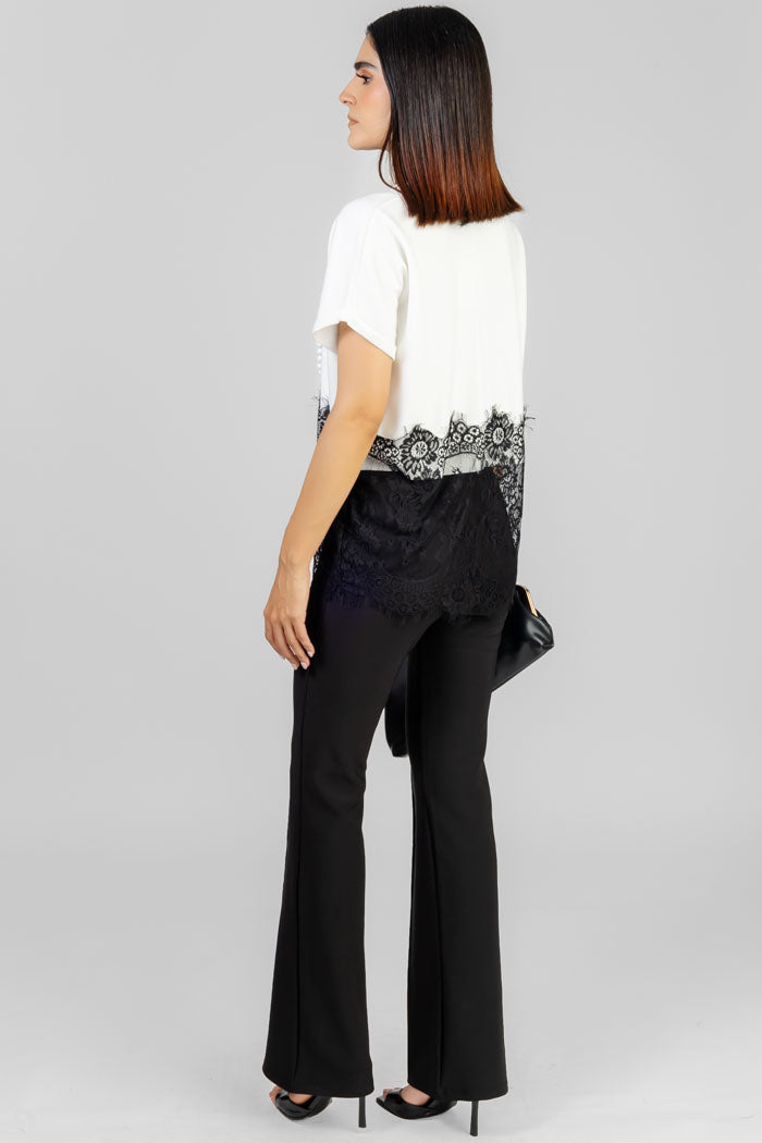 BLUSA BICOLOR CON ENCAJE