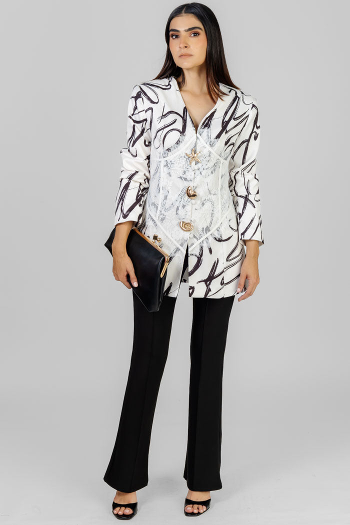 BLAZER ESTAMPADO DETALLE ENCAJE