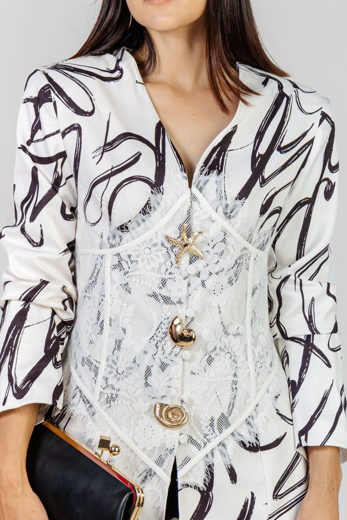 BLAZER ESTAMPADO DETALLE ENCAJE