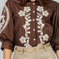 BLUSA CHOCOLATE CON BORDADOS