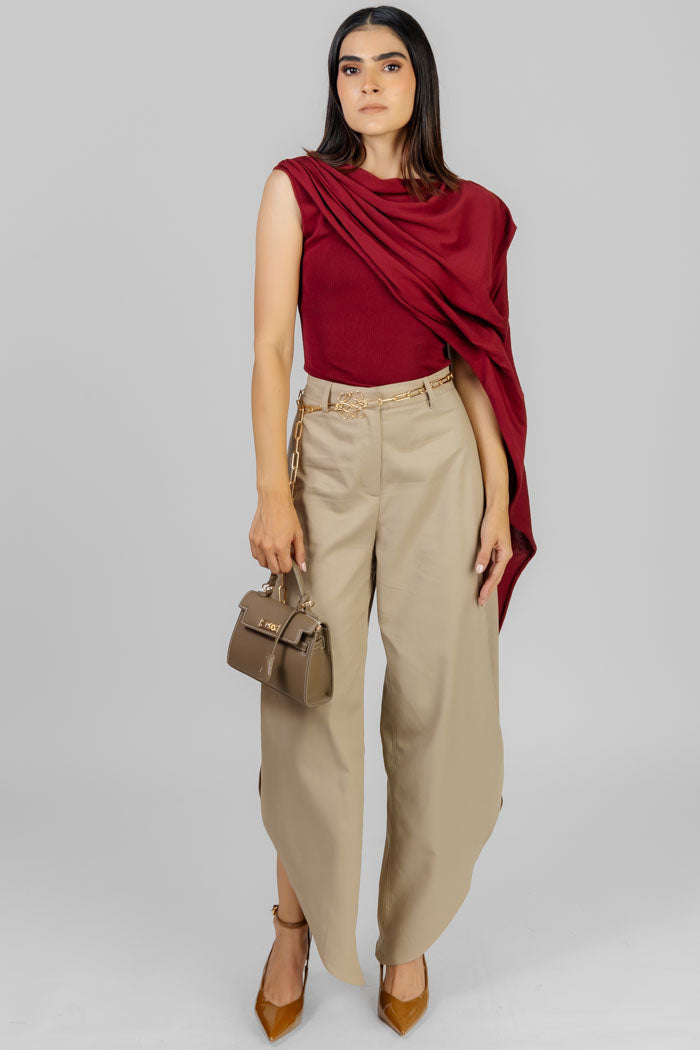 BLUSA DRAPEADA VINO ELEGANTE