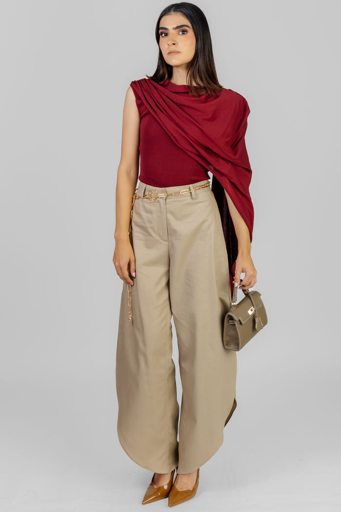 BLUSA DRAPEADA VINO ELEGANTE