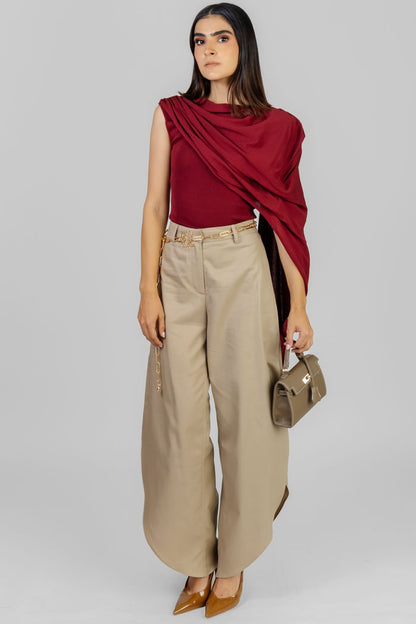 BLUSA DRAPEADA VINO ELEGANTE