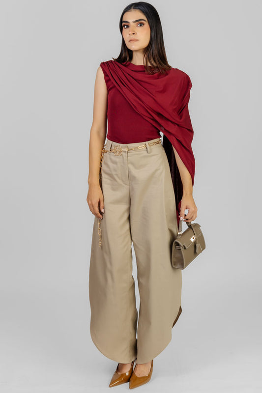 BLUSA DRAPEADA VINO ELEGANTE