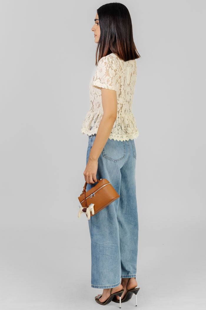 BLUSA ENCAJE CUELLO MAO