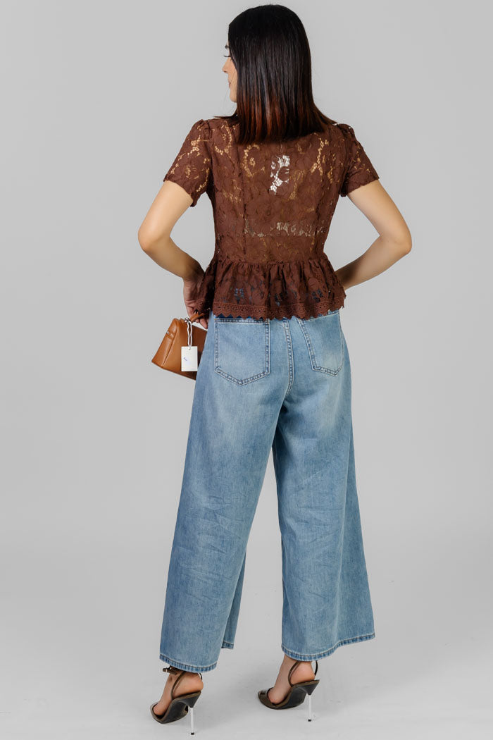 BLUSA ENCAJE CUELLO MAO