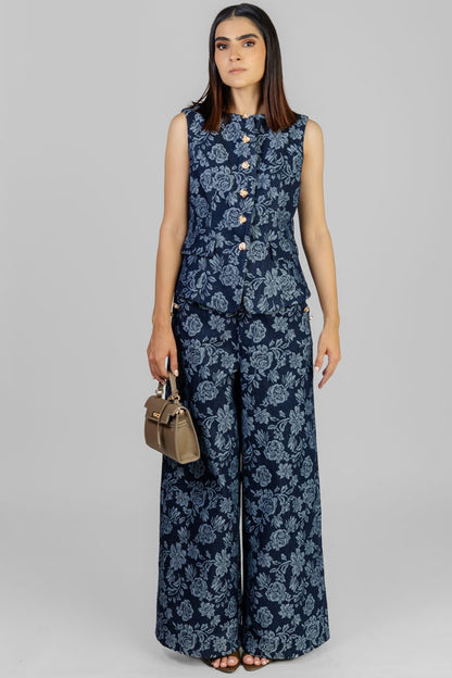 CONJUNTO FLORAL AZUL