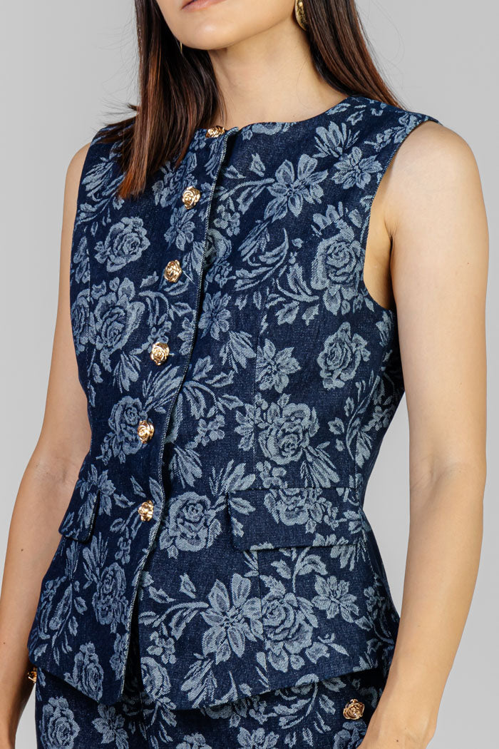 CONJUNTO FLORAL AZUL