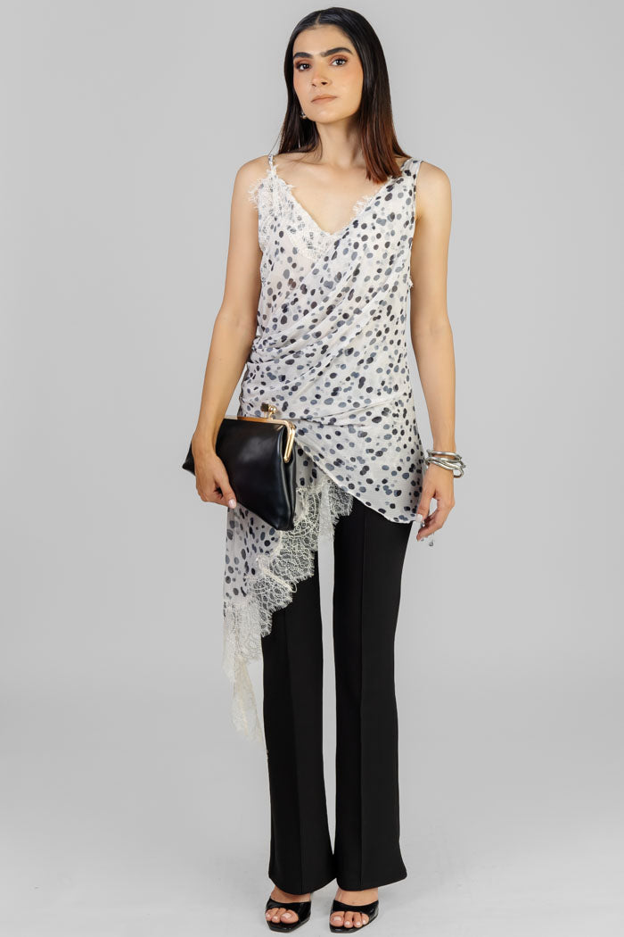BLUSA ASIMÉTRICA DOTS ENCAJE