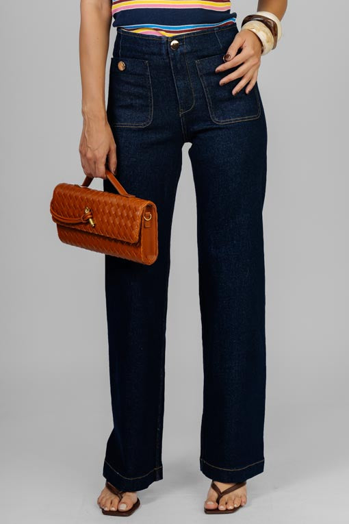 PANTALON DENIM BOTONES DORADOS
