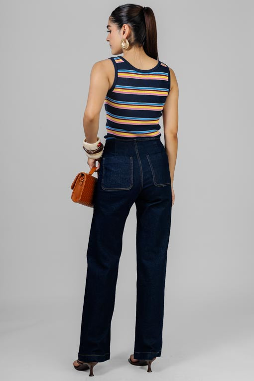 PANTALON DENIM BOTONES DORADOS