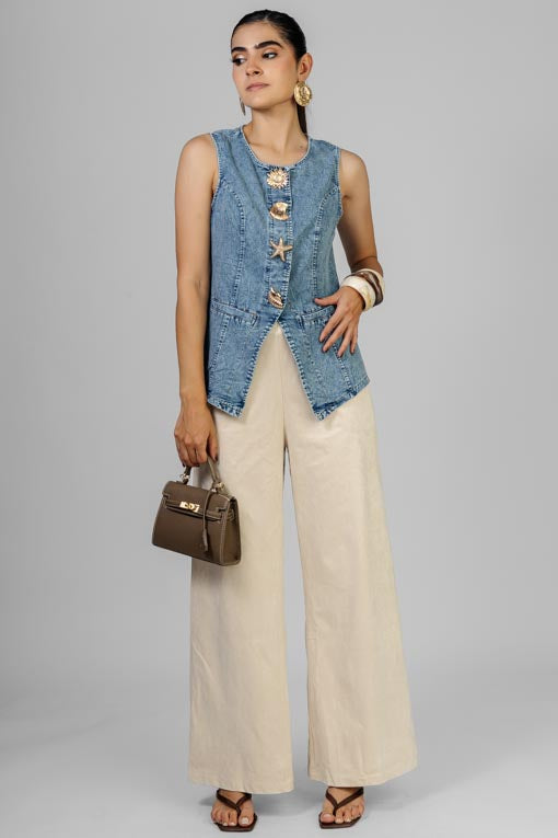 CHALECO DENIM BOTONES DE MAR