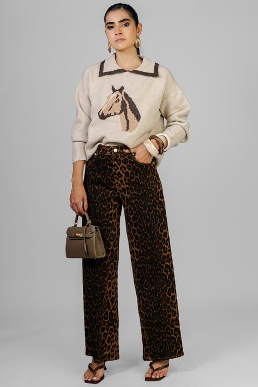 PANTALON WIDE LEG LEOPARDO