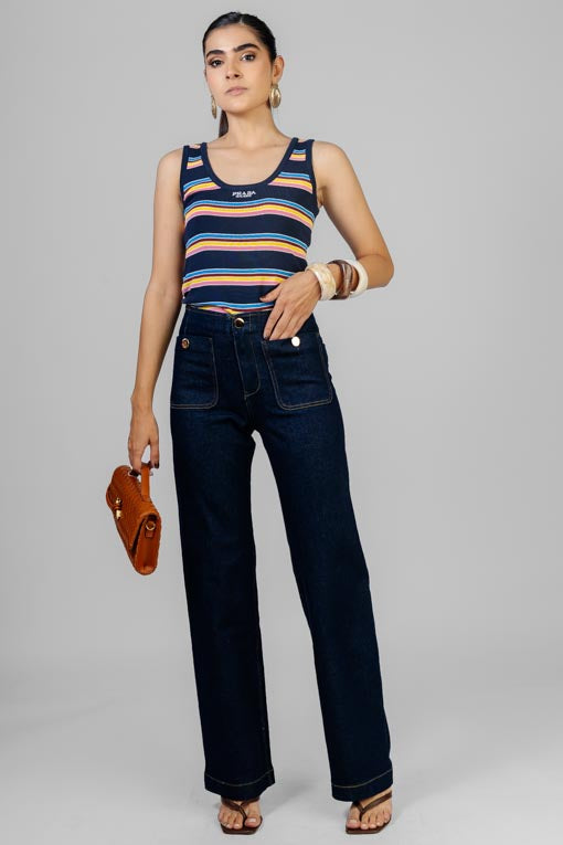 PANTALON DENIM BOTONES DORADOS