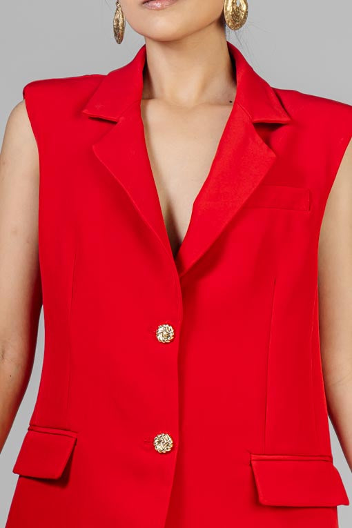 CONJUNTO CHALECO LARGO ROJO