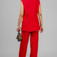 CONJUNTO CHALECO LARGO ROJO