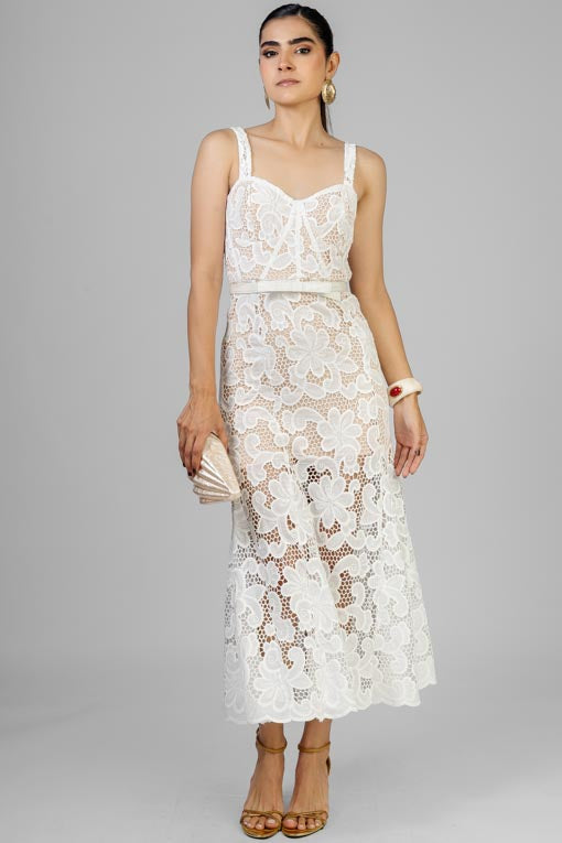 VESTIDO ENCAJE BLANCO FLORAL