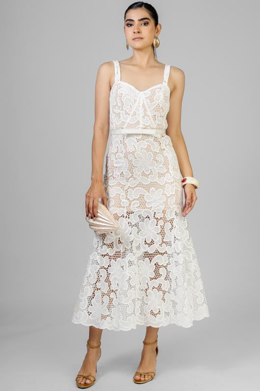 VESTIDO ENCAJE BLANCO FLORAL