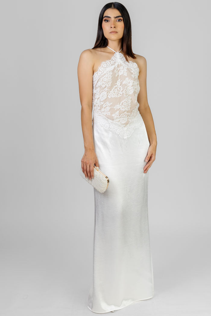 VESTIDO BLANCO LACE SATIN
