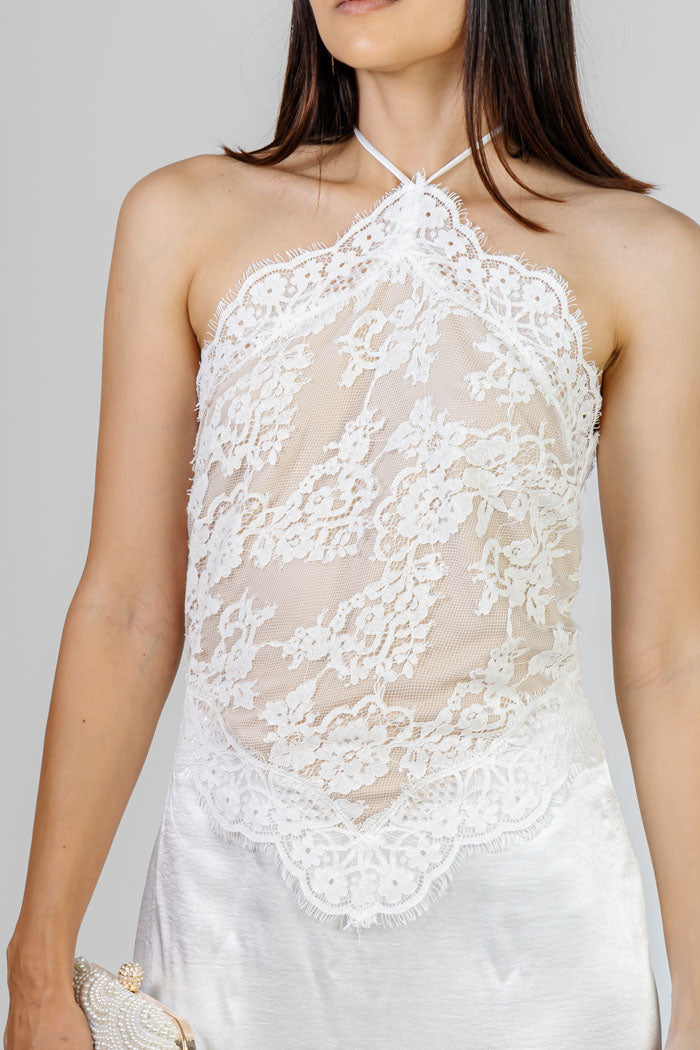 VESTIDO BLANCO LACE SATIN