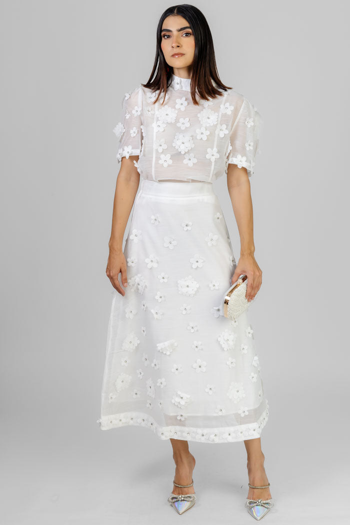 CONJUNTO BLANCO CON FLORES