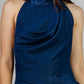 VESTIDO AZUL HALTER ASIMÉTRICO