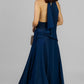 VESTIDO AZUL HALTER ASIMÉTRICO